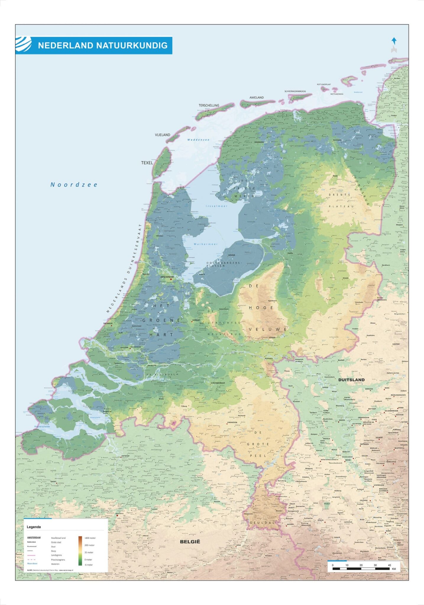 Landkaart Nederland Staatkundig Vector Map