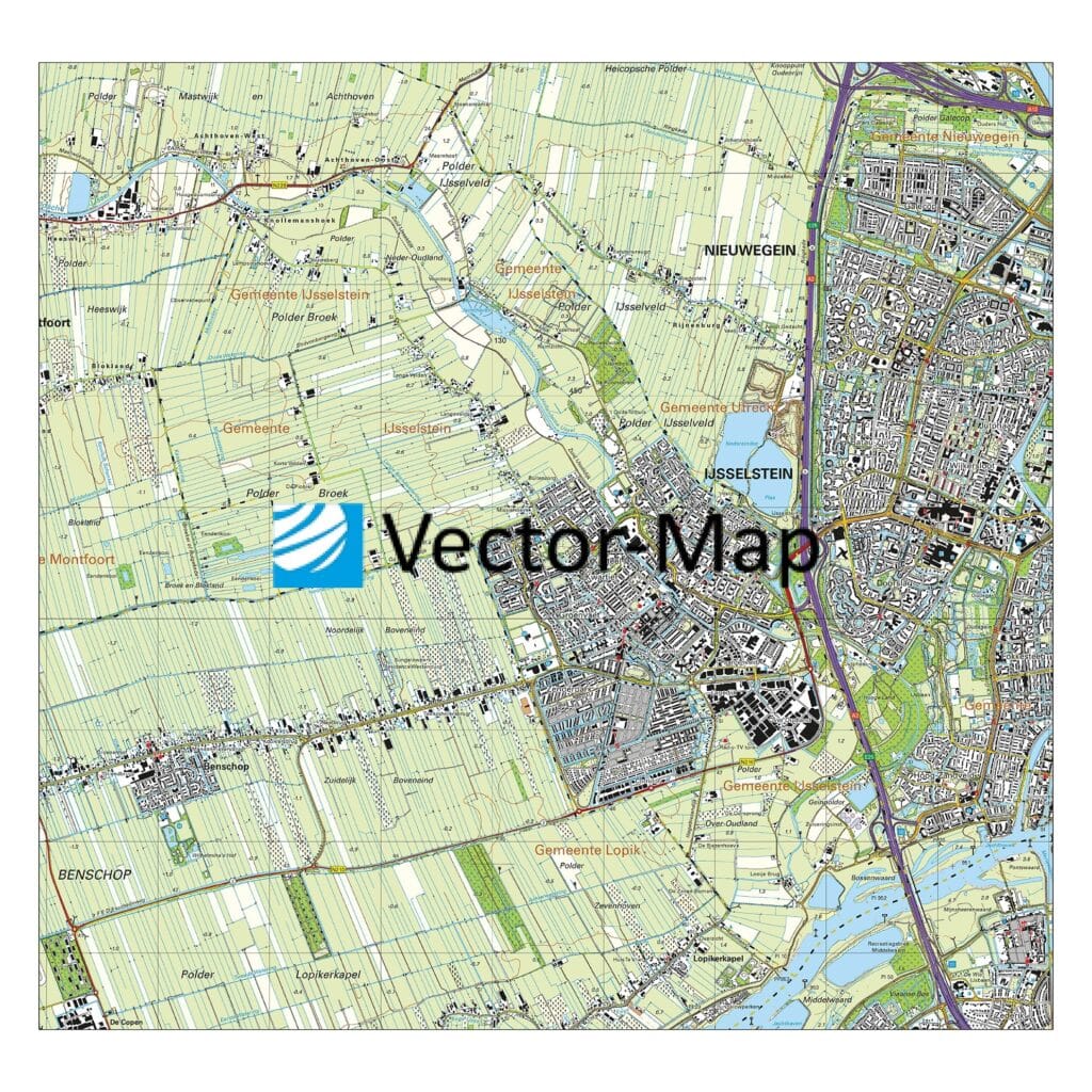 Topografische Kaart IJsselstein Gemeente Plattegronden Vector Map