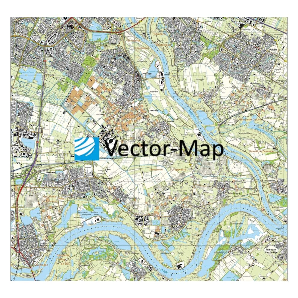 Topografische Kaart Lingewaard Gemeente Plattegronden Vector Map