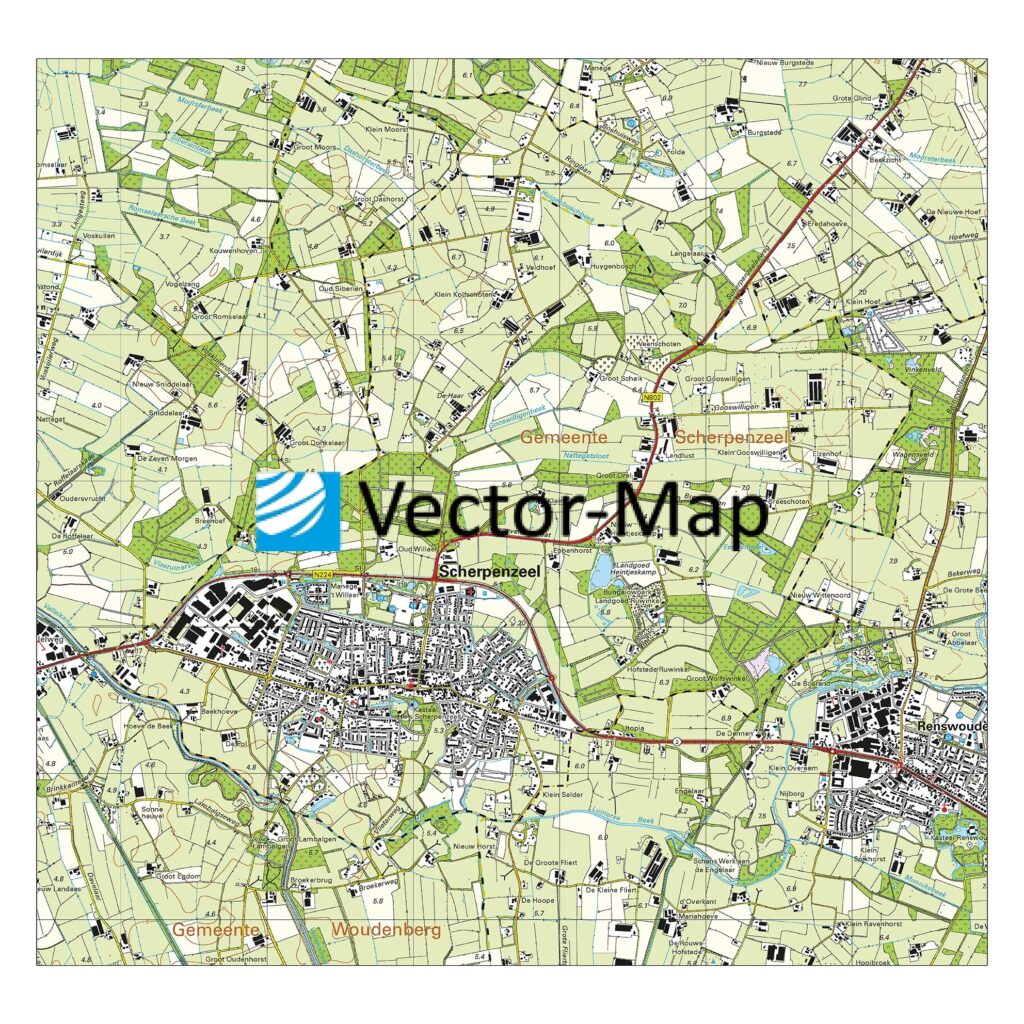 Topografische Kaart Scherpenzeel Gemeente Plattegronden Vector Map