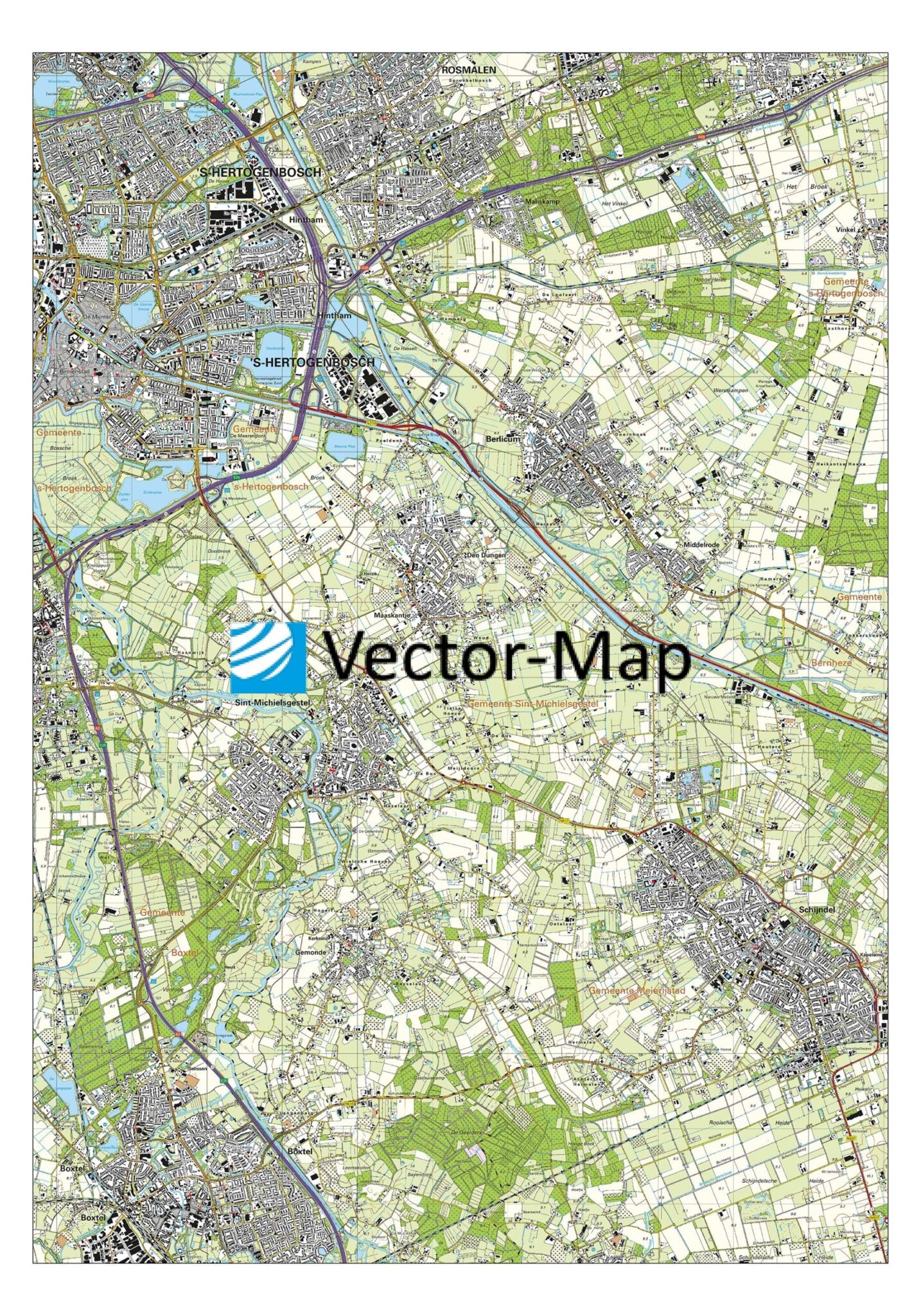 Topografische Kaart Sint Michielsgestel Gemeente Plattegronden Vector Map