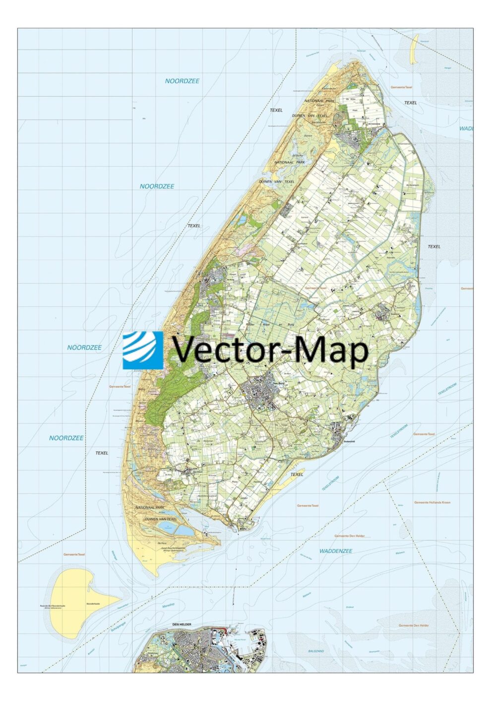 Topografische Kaart Texel Gemeente Plattegronden Vector Map