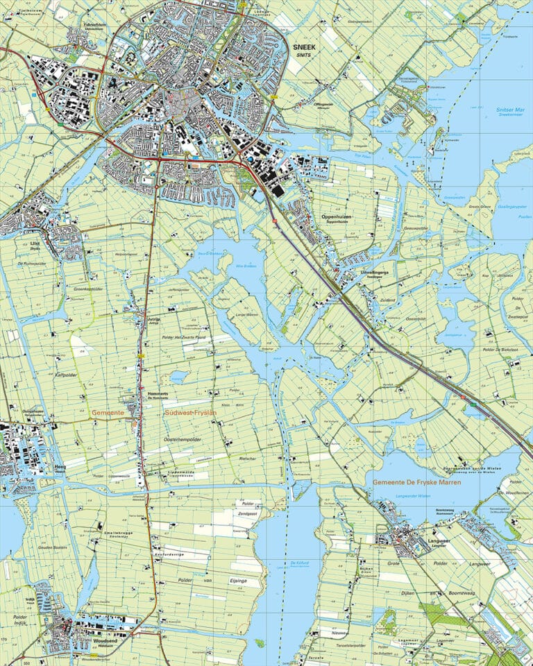 Topografische Kaart H Sneek Digitaal Topografische Kaarten Vector Map