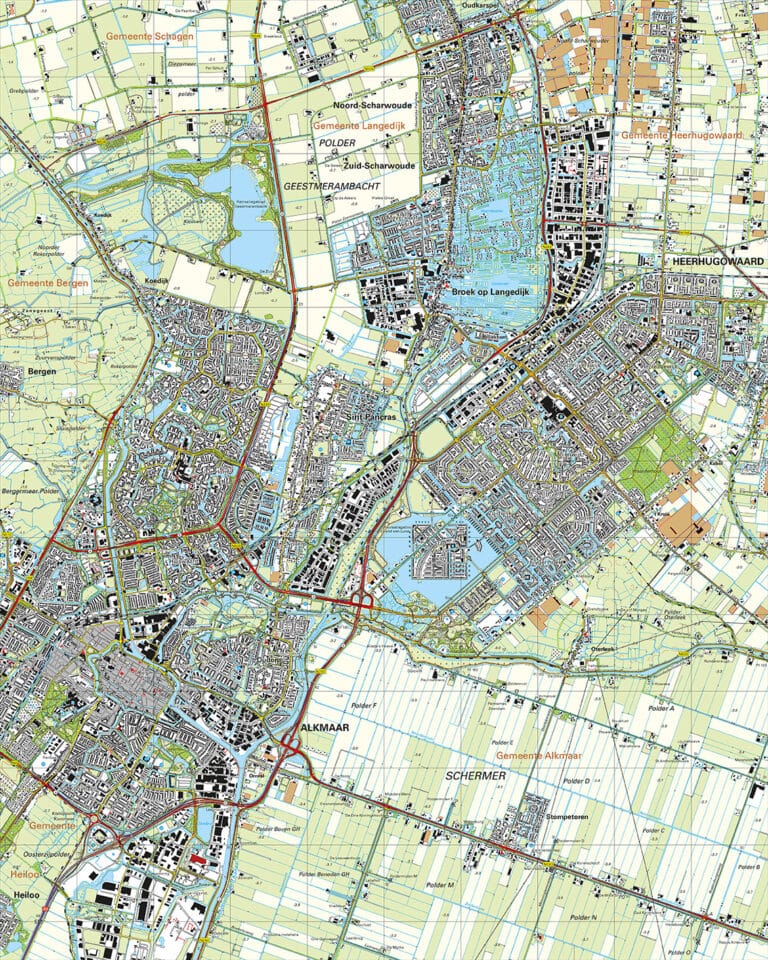 Topografische Kaart B Alkmaar Digitaal Topografische Kaarten Vector Map