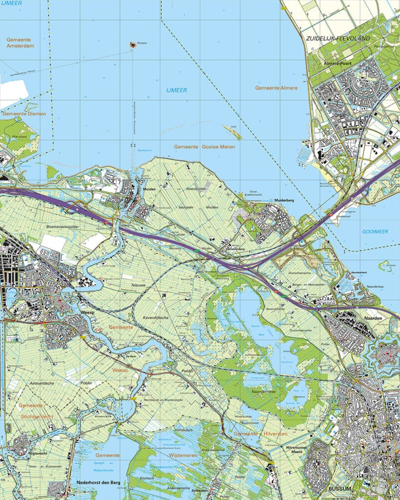 Topografische Kaart 25H Bussum Digitaal Topografische Kaarten Vector Map