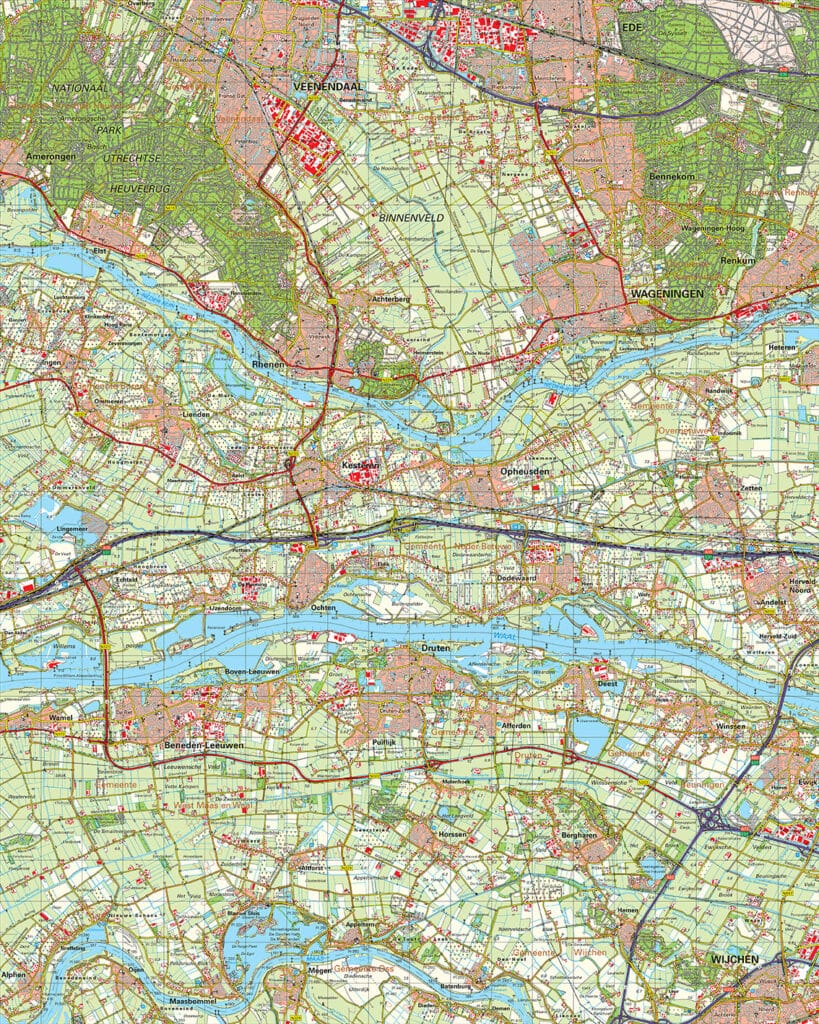 Topografische Kaart O Rhenen Digitaal Topografische Kaarten Vector Map