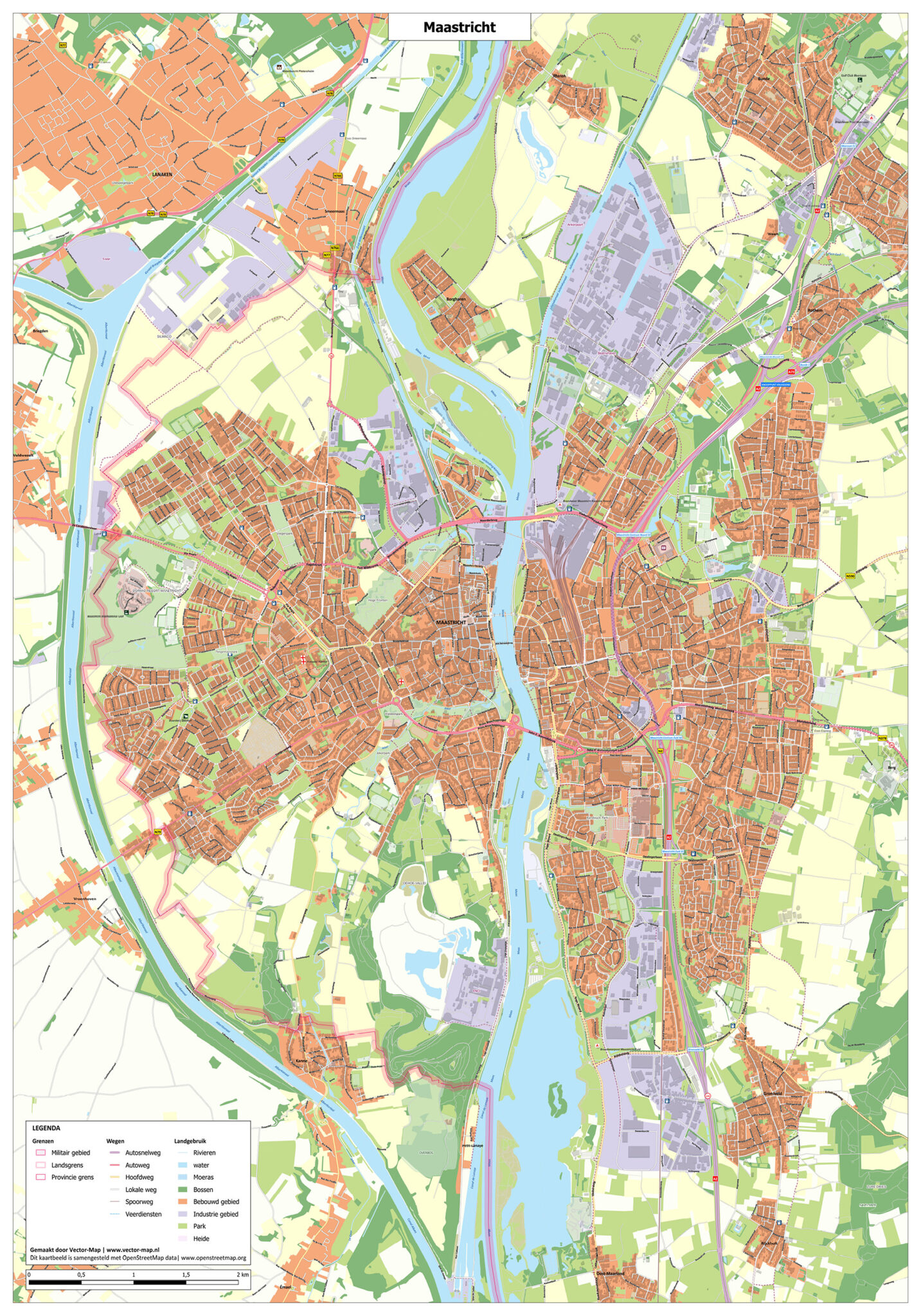 Kaart Leiden Stedenkaarten Nederland Vector Map