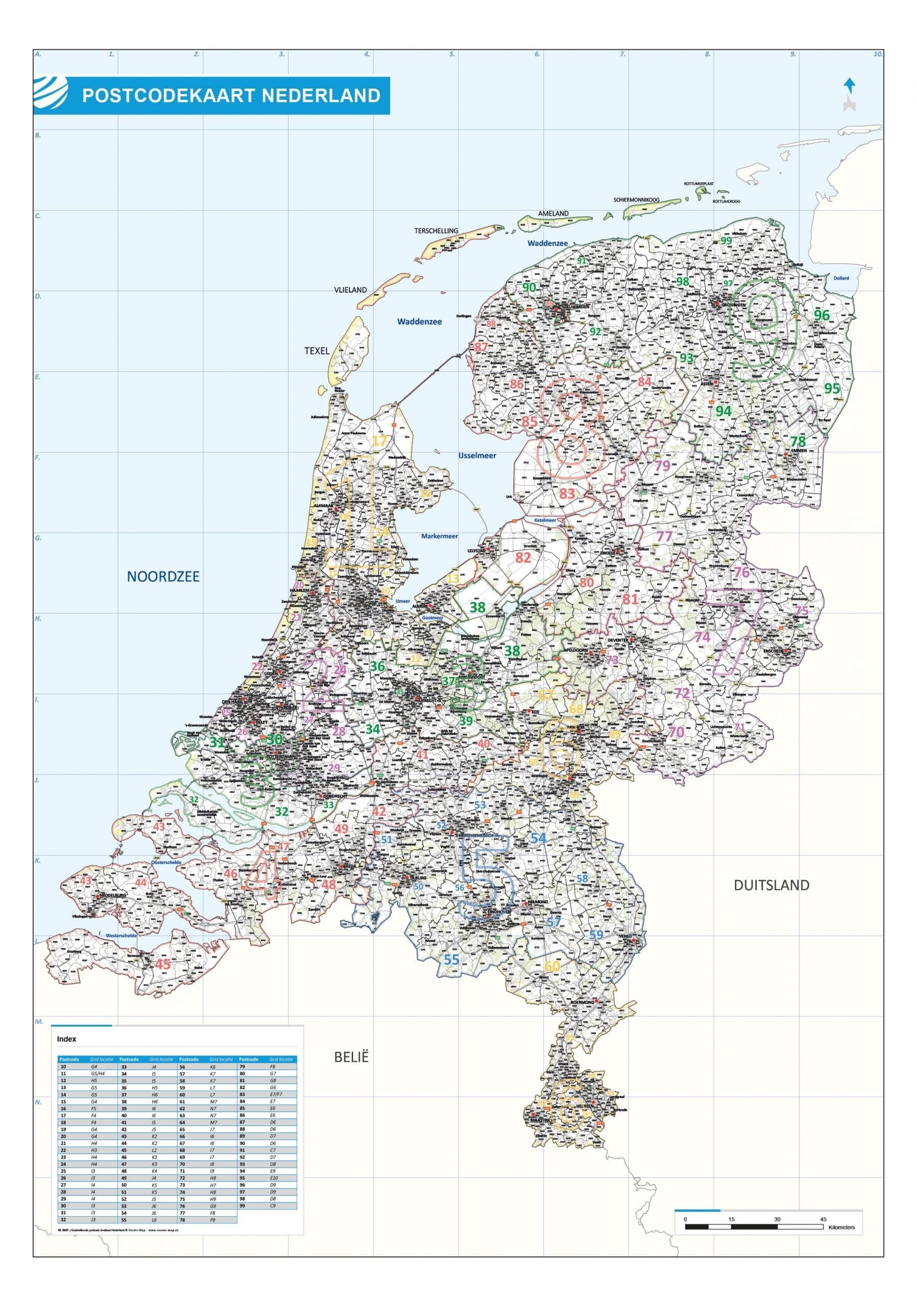 Postcodekaarten Vector Map