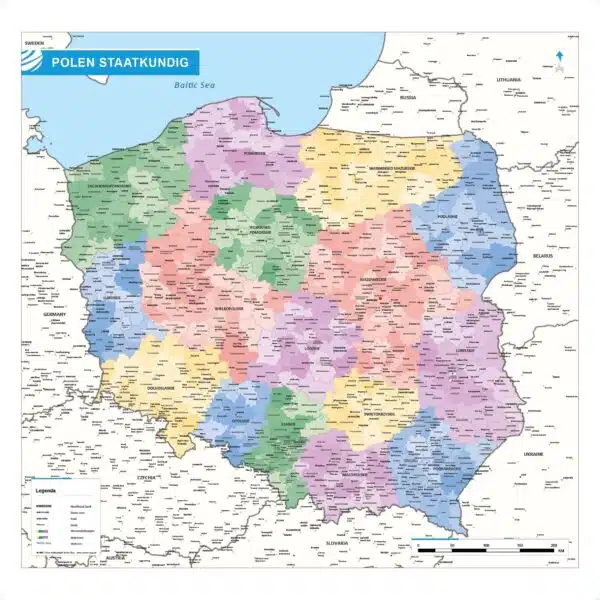 Landkaart Polen staatkundig