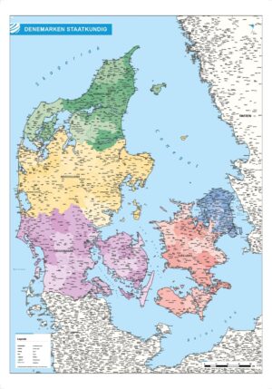 Landkaart Denemarken staatkundig