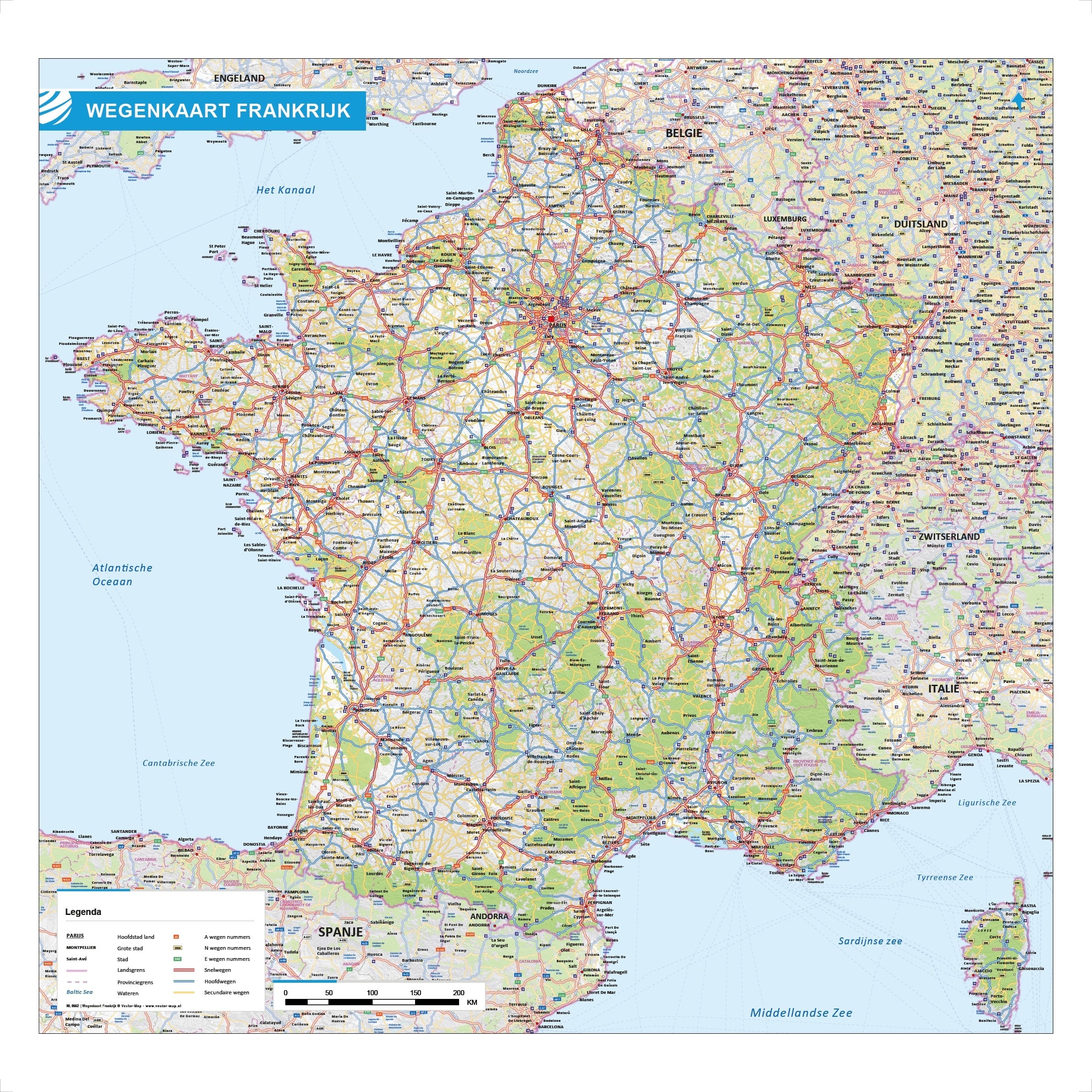 Londen Schijn Bibliografie Wegenkaart Frankrijk - Vector-Map de online kaarten shop!