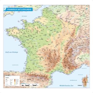 Landkaart Frankrijk natuurkundig