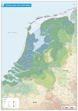 Landkaart Nederland natuurkundig
