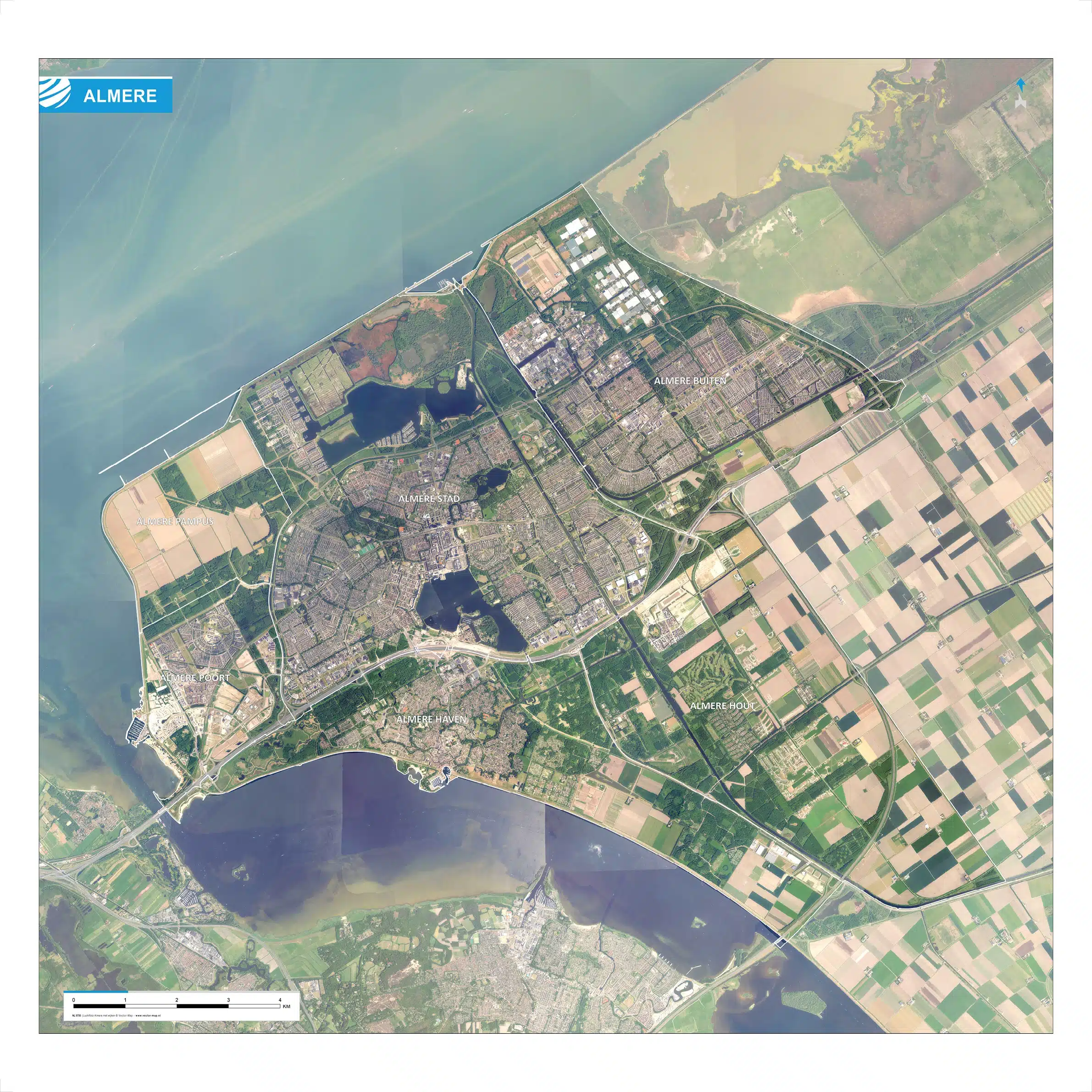 Luchtfoto Almere met wijken