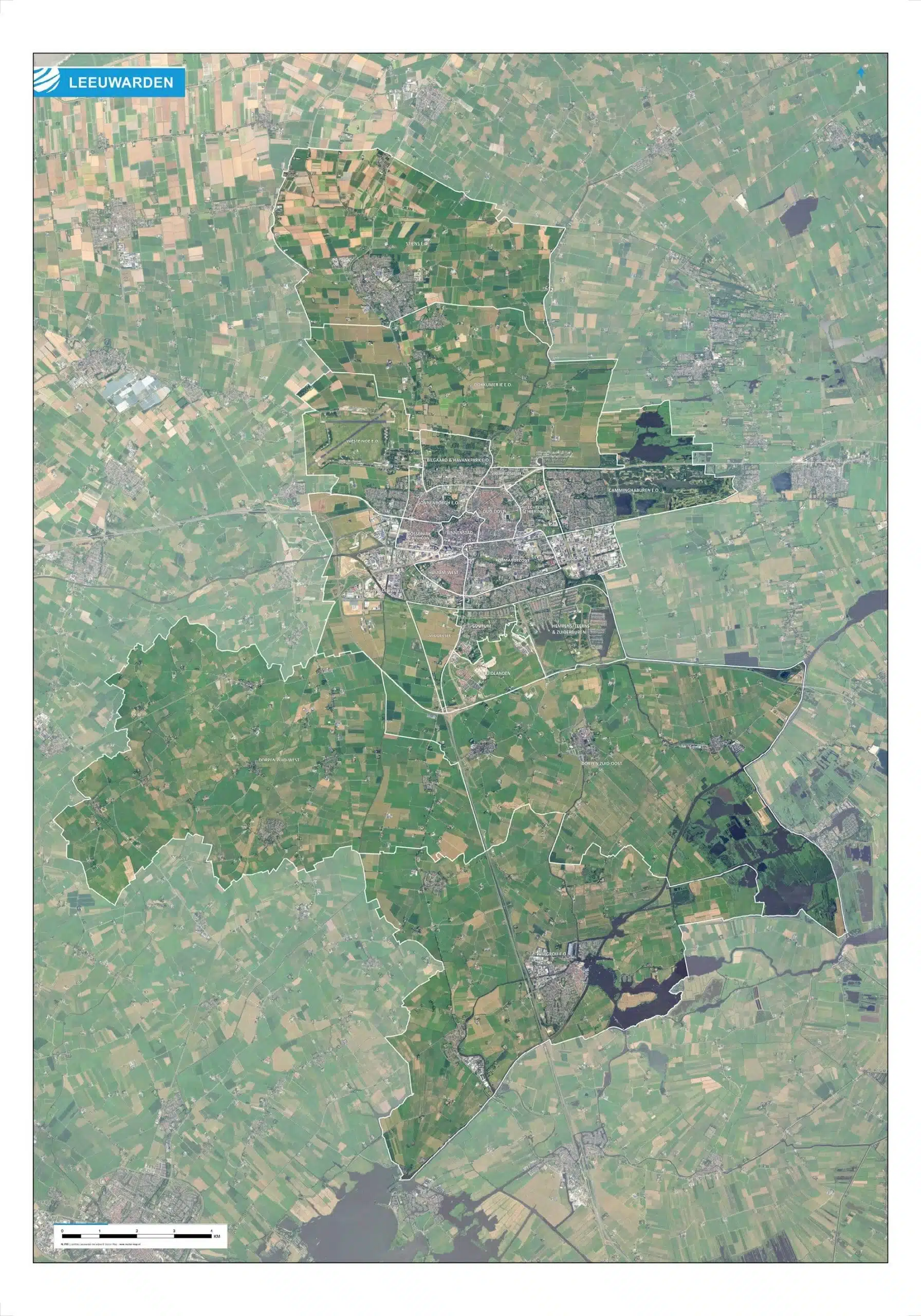 Luchtfoto Leeuwarden met wijken