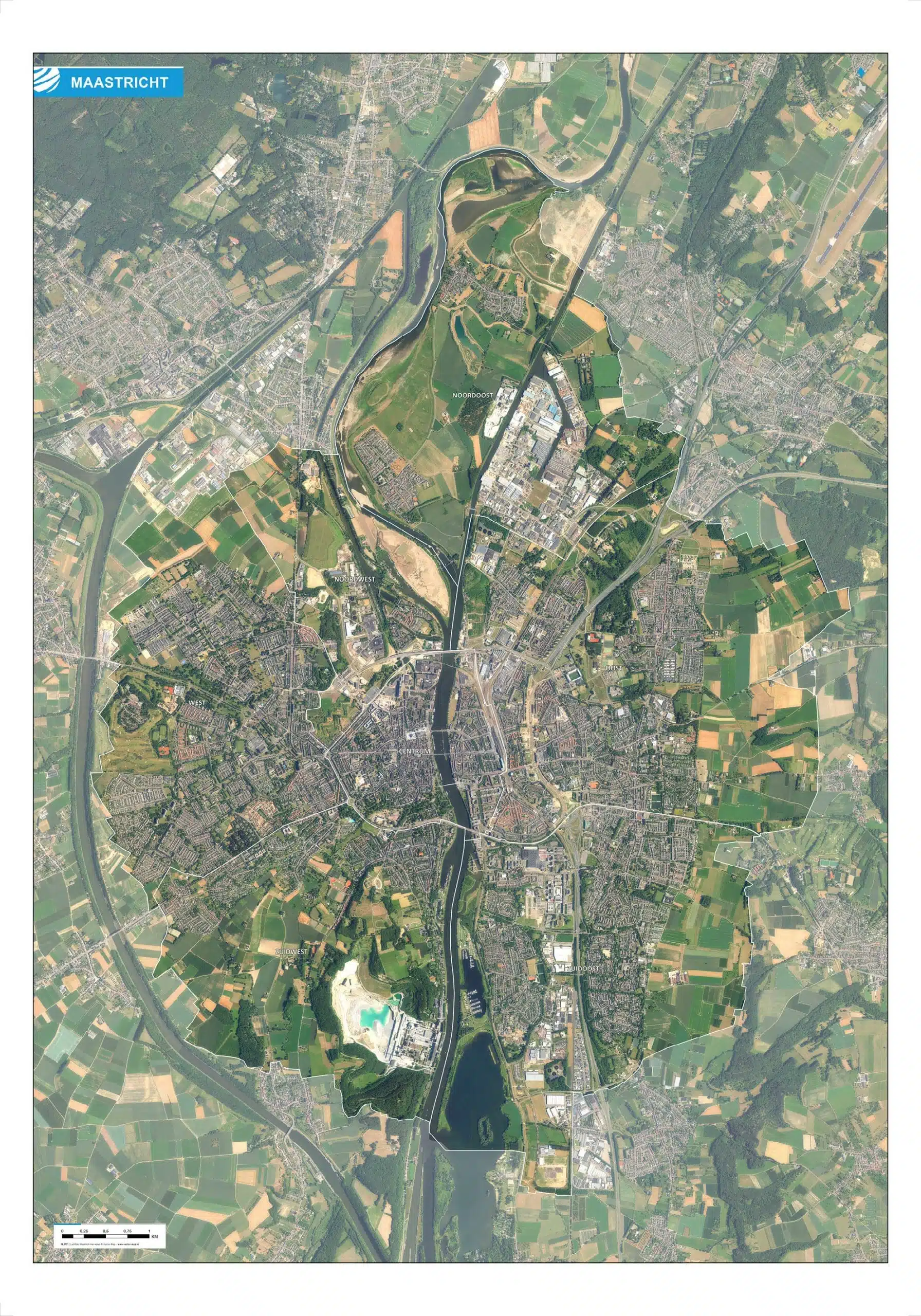 Luchtfoto Maastricht met wijken