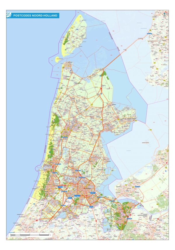 Postcodekaart provincie Noord-Holland