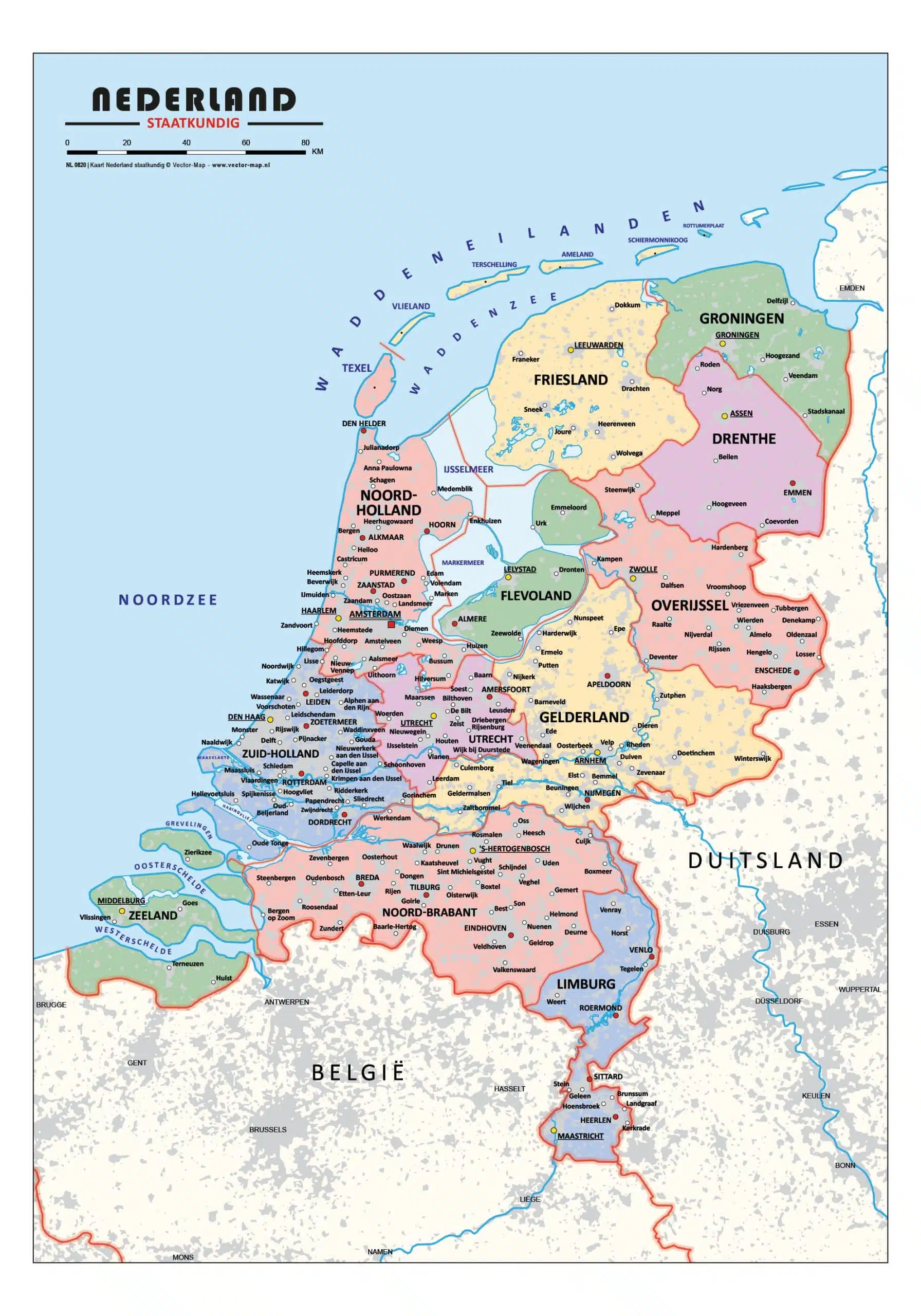 Schoolkaart Nederland staatkundig