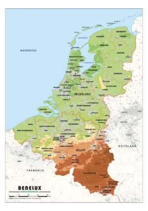 Schoolkaart Benelux natuurkundig