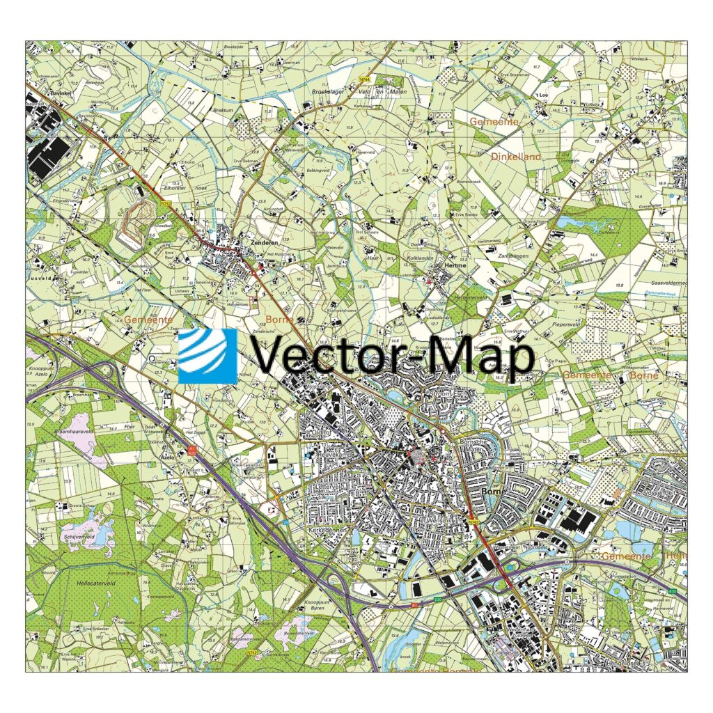 Topografische Kaart Borne | Gemeente Plattegronden Vector Map