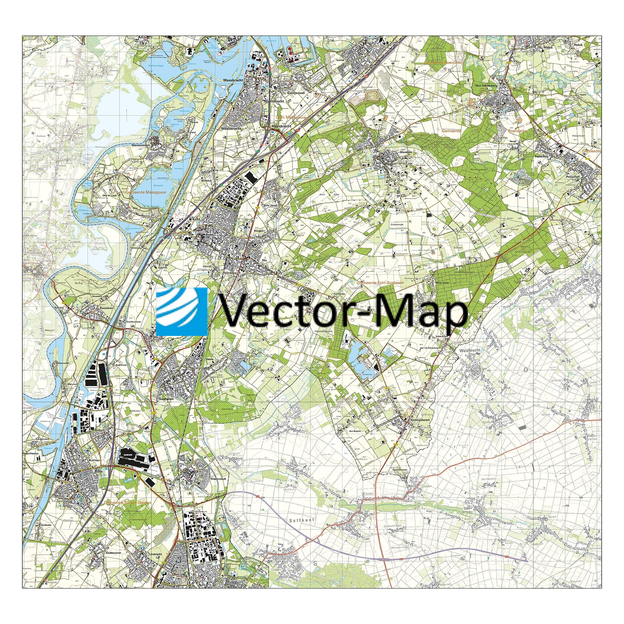 vertrekken Verbazingwekkend Snazzy Topografische kaart Echt-Susteren - Vector-Map de online kaarten shop!