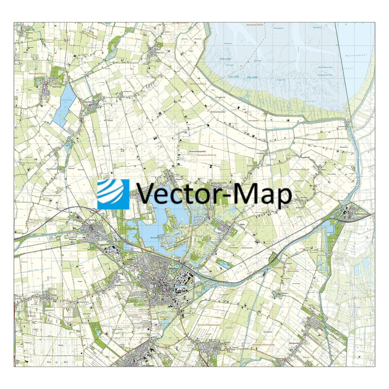 Topografische Kaart Oldambt | Gemeente Plattegronden Vector Map