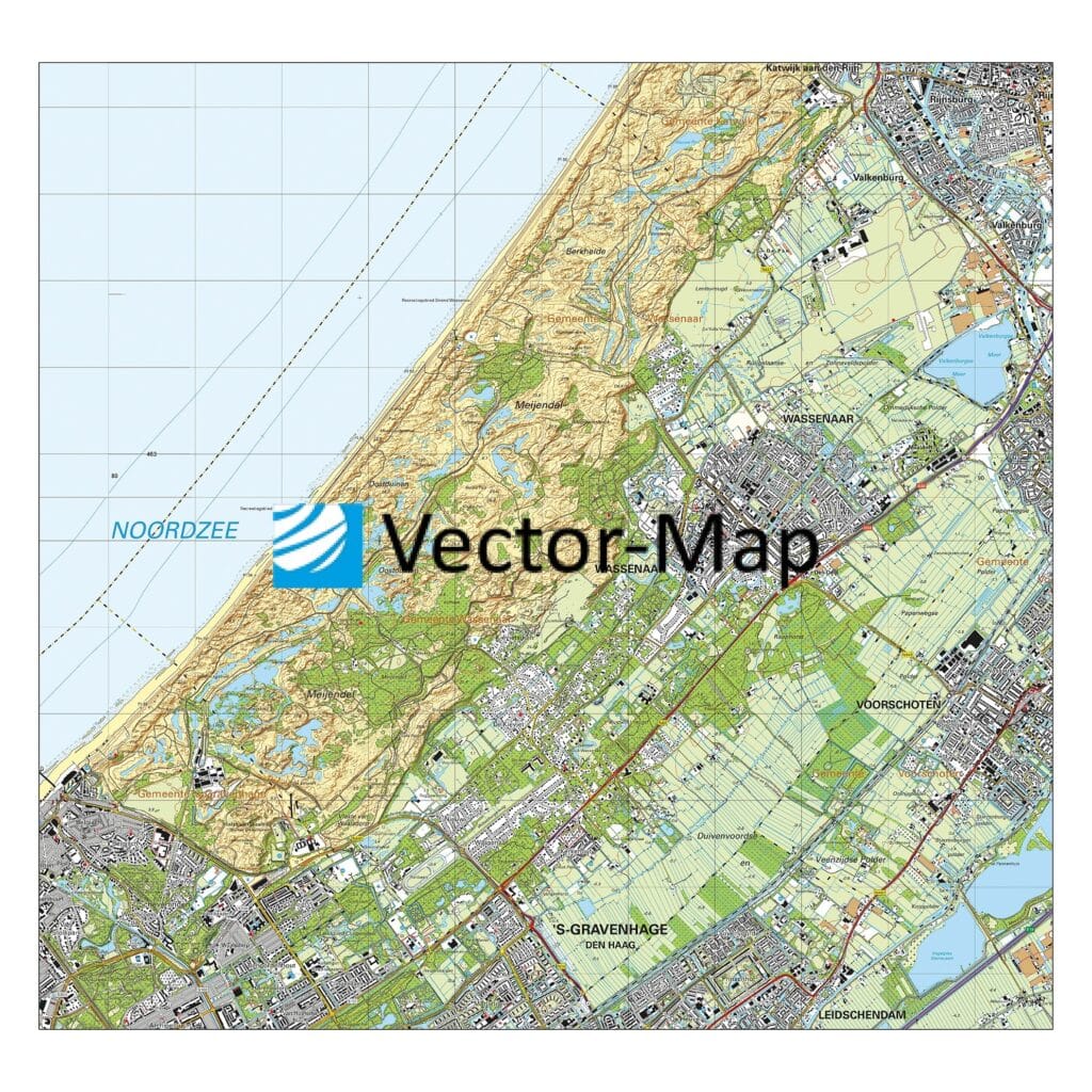 Topografische Kaart Wassenaar Gemeente Plattegronden Vector Map