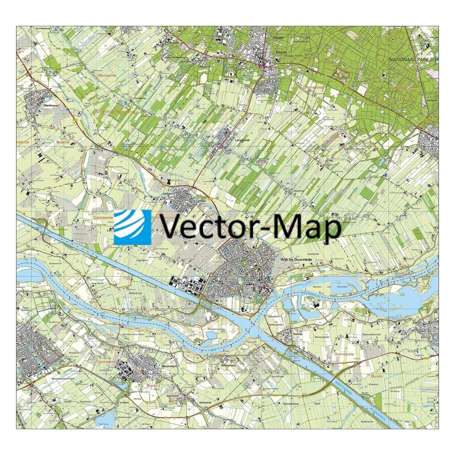 Topografische Kaart Wijk Bij Duurstede | Gemeente Plattegronden Vector Map