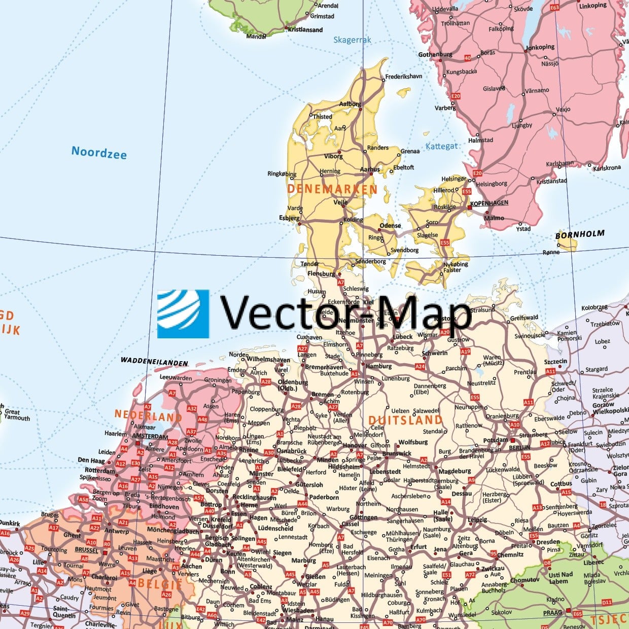 Serie van bedriegen raket Wegenkaart Europa staatkundig - Vector-Map de online kaarten shop!