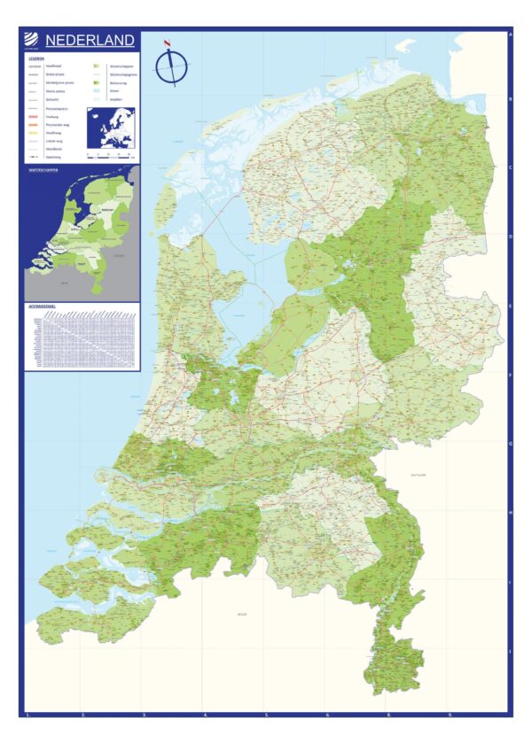 Gedetailleerde waterschapskaart Nederland