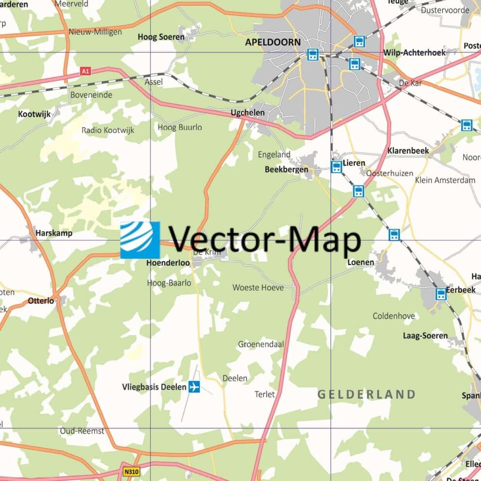 Plaatsnamen Provinciekaart Gelderland Provinciekaarten Vector Map