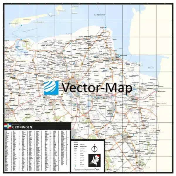 Plaatsnamen provinciekaart Groningen
