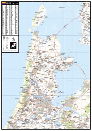 Plaatsnamen provinciekaart Noord-Holland