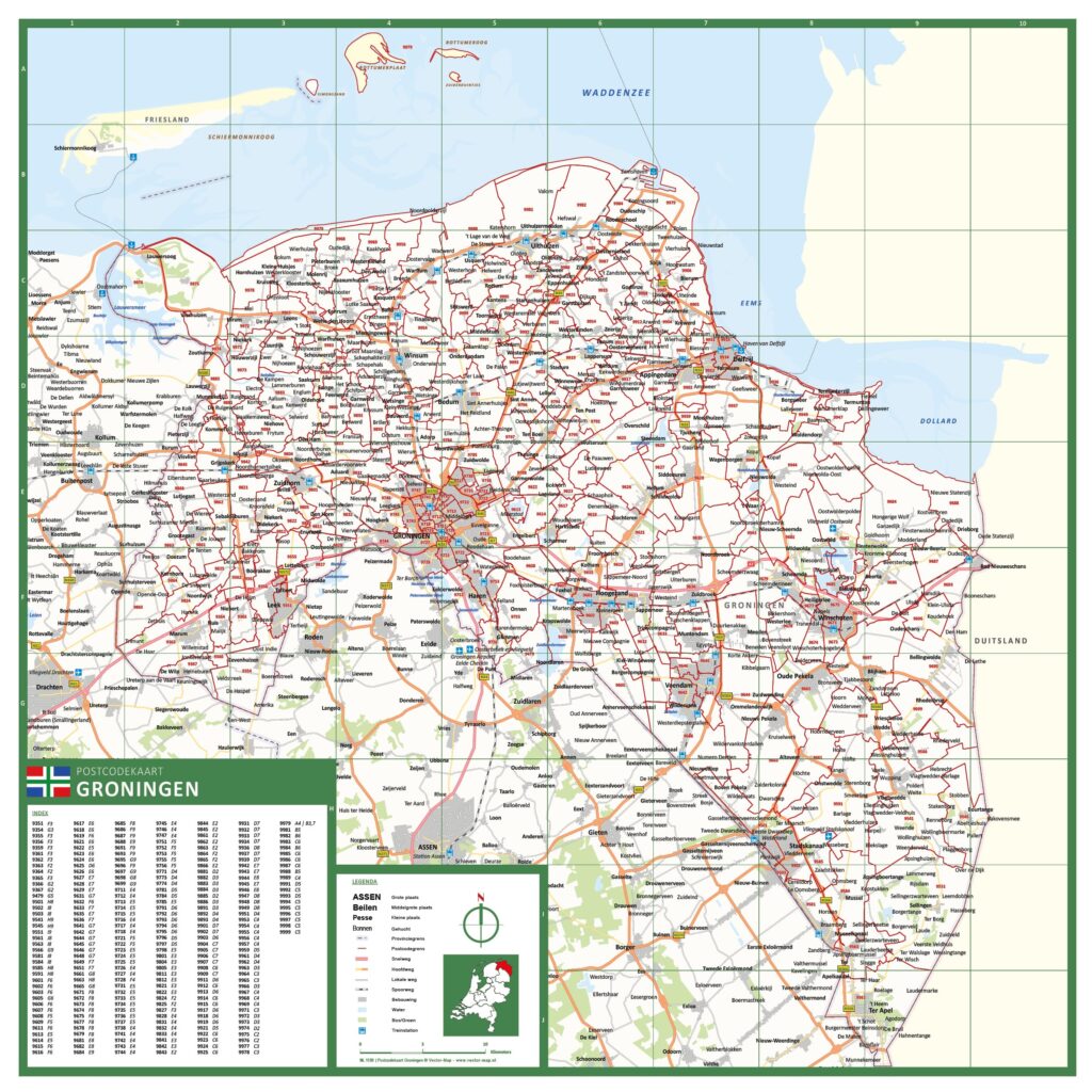 Postcode provinciekaart Groningen
