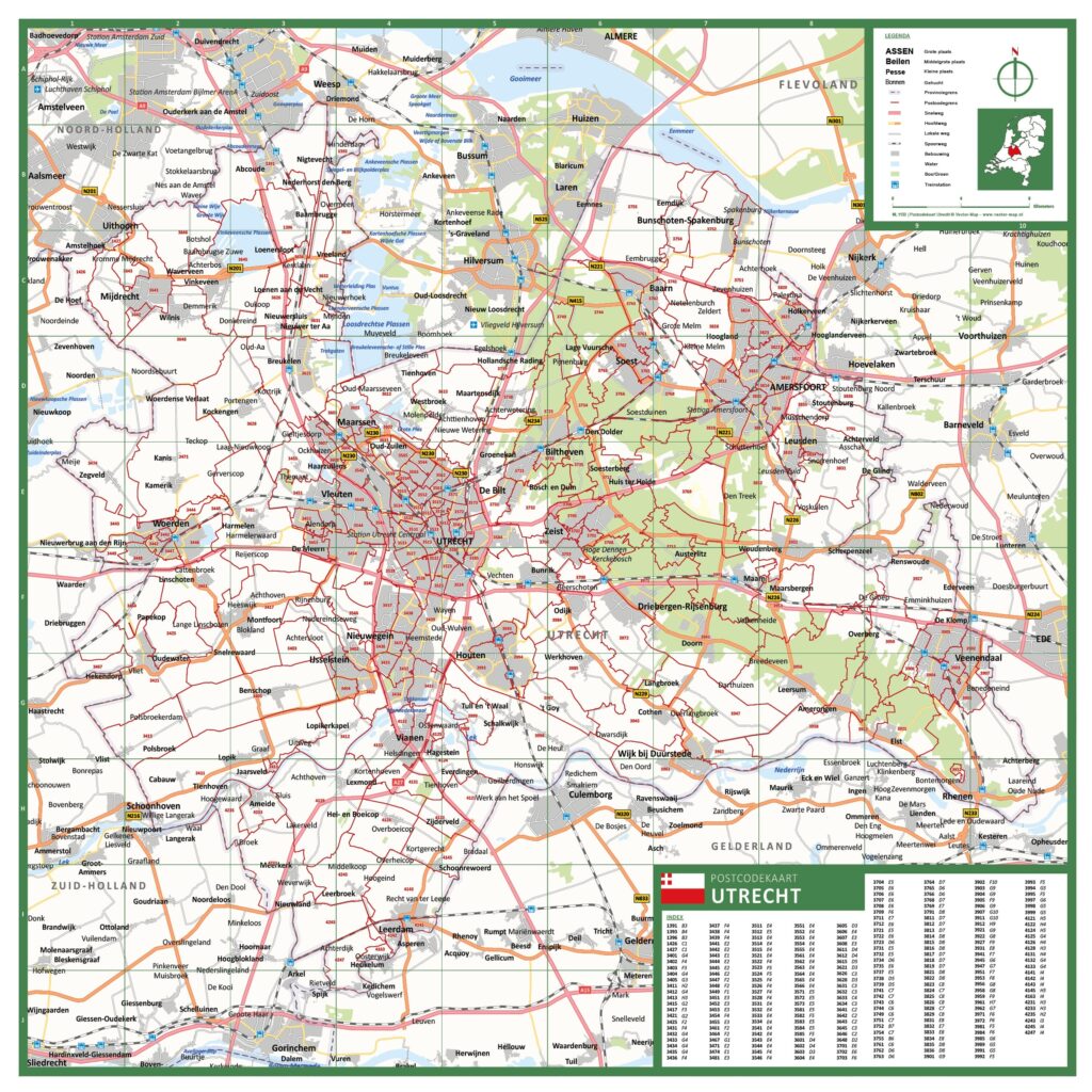 Postcode provinciekaart Utrecht