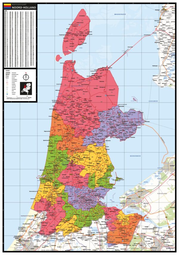 Kaart Noord-Holland met postcodes