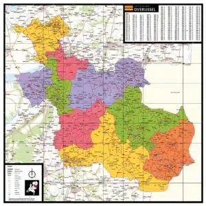 Kaart Overijssel met postcodes