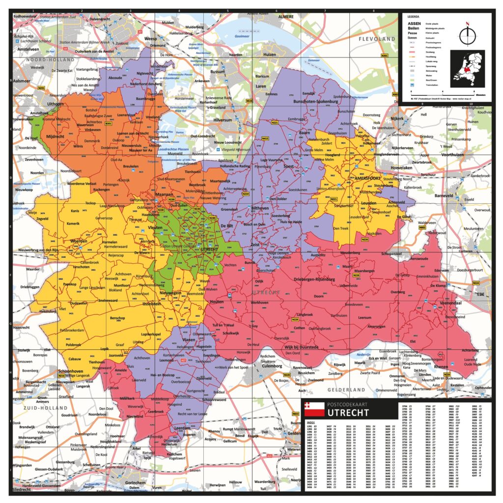 Kaart Utrecht met postcodes