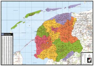 Kaart Friesland met postcodes