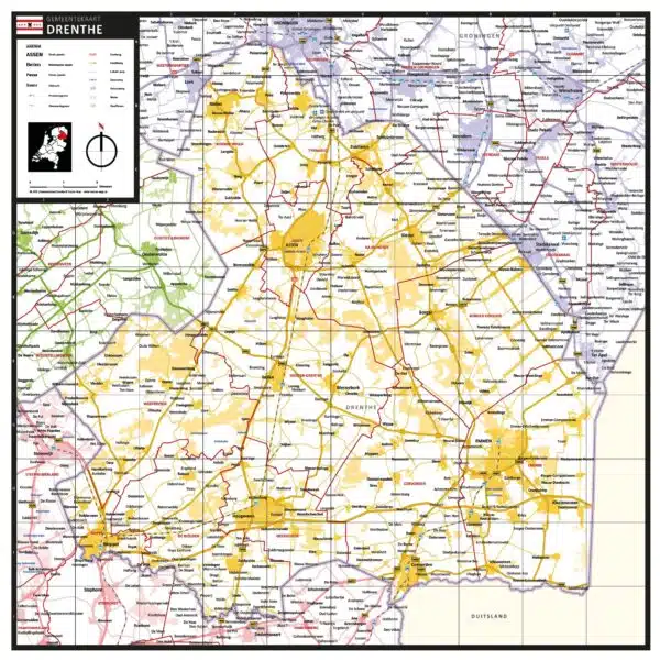 Gekleurde gemeentekaart Drenthe