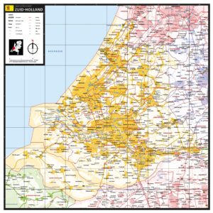 Gekleurde gemeentekaart Zuid-Holland