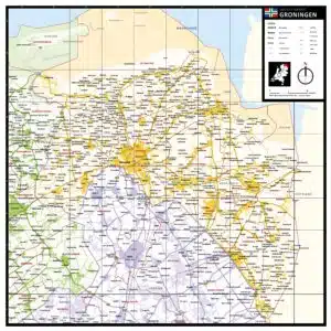 Gekleurde gemeentekaart Groningen