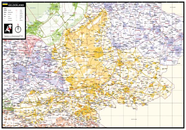 Gekleurde gemeentekaart Gelderland