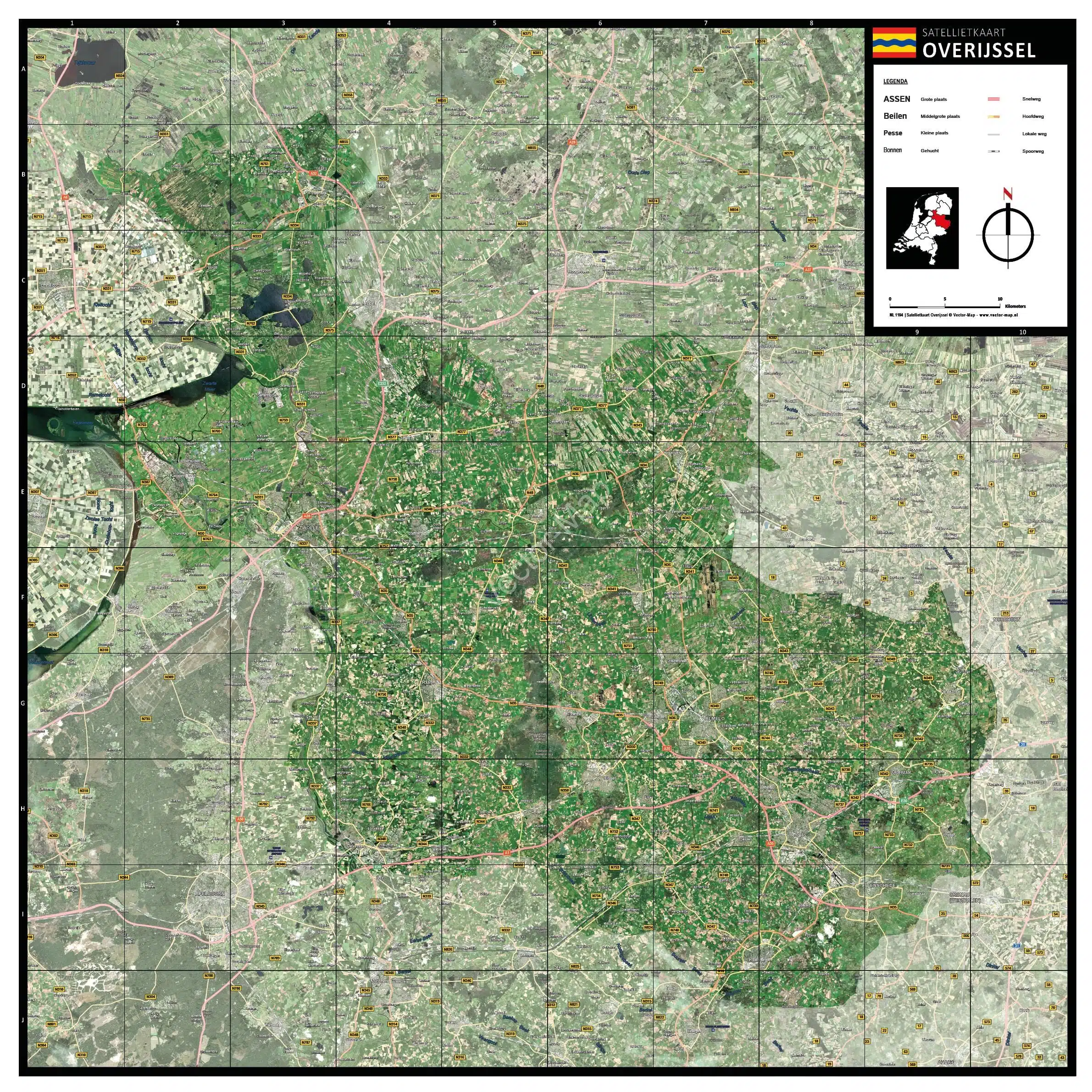 Satellietkaart Overijssel
