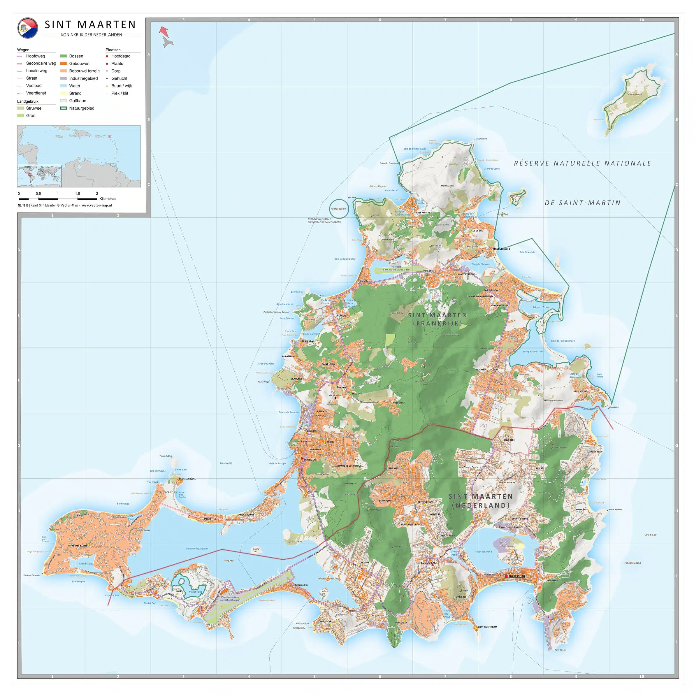 Landkaart Sint Maarten