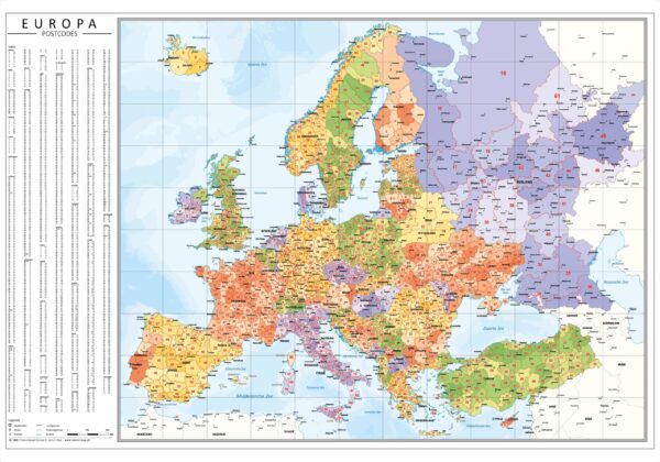 Gedetailleerde postcodekaart Europa