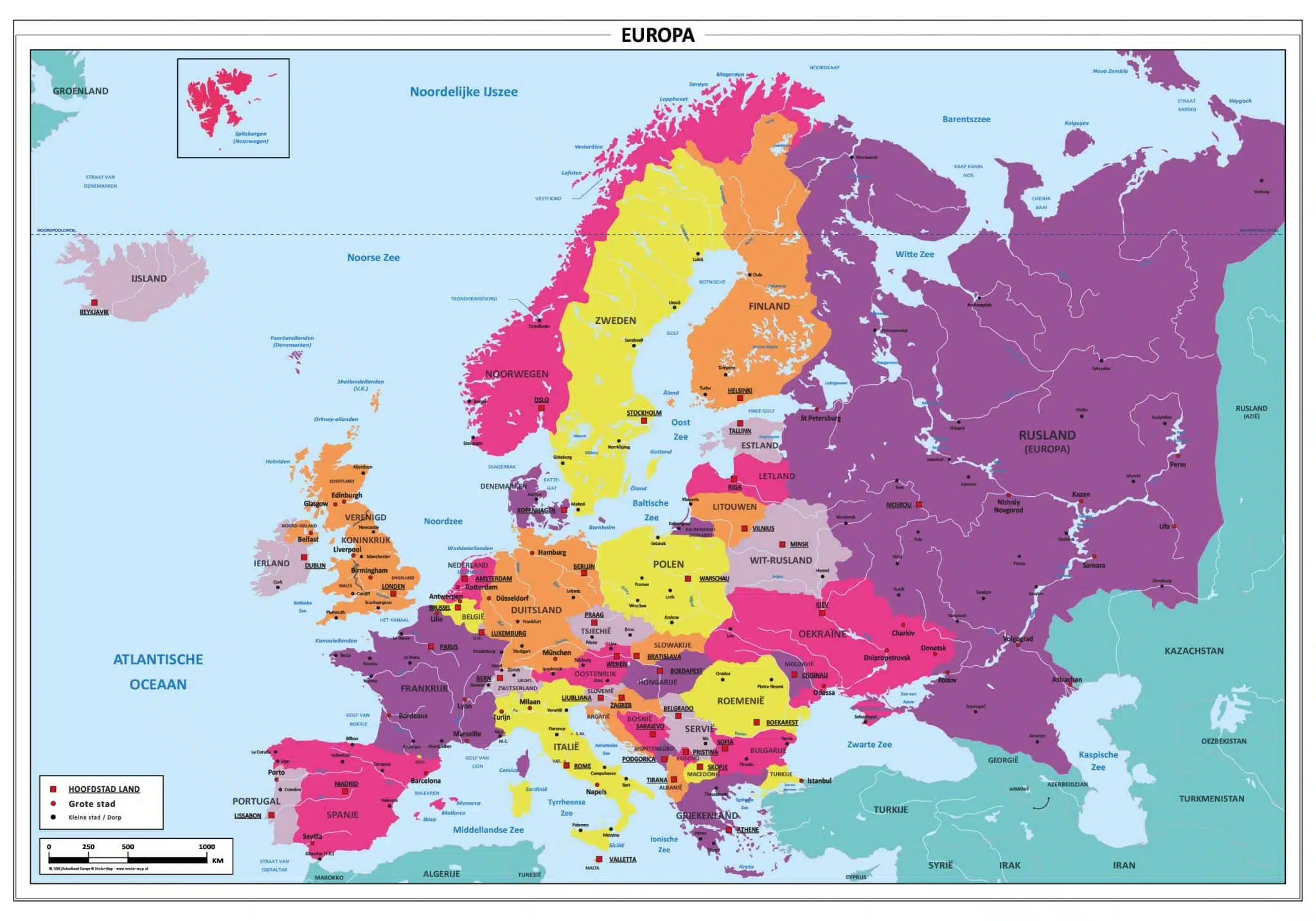 kaart Europa - Schoolkaart