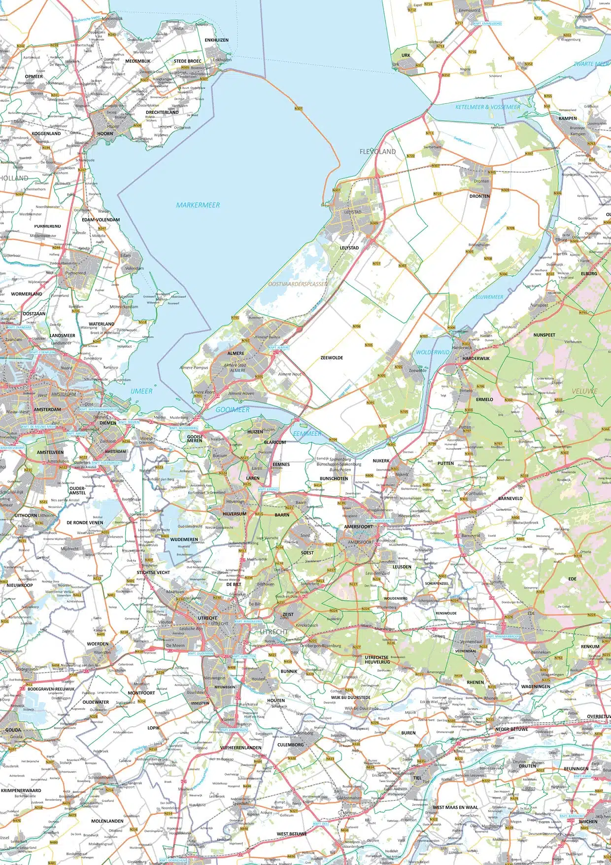 Gedetailleerde gemeentekaart Nederland met wegen - Afbeelding 2