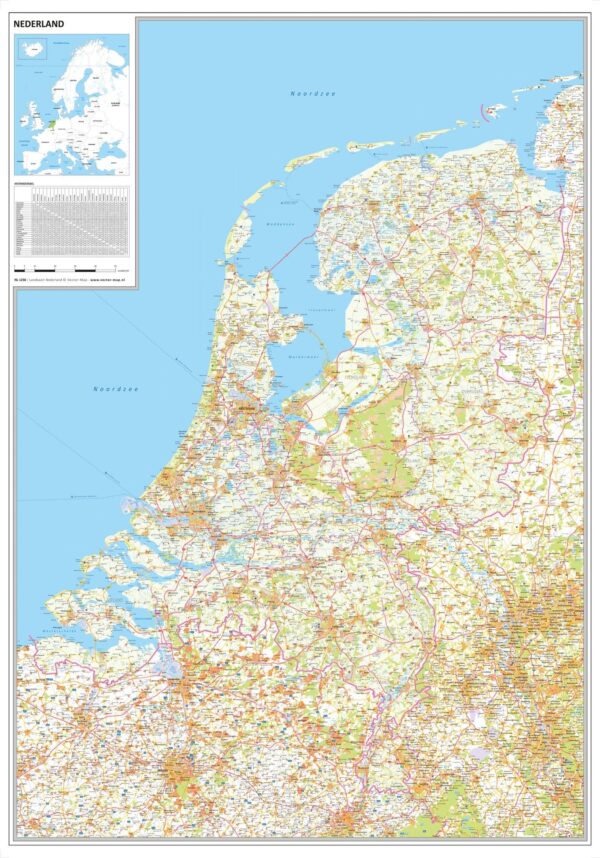 Landkaart Nederland met wegen