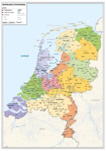Schoolkaart Nederland staatkundig - Kaart Nederland